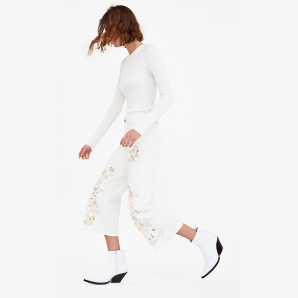 NWT ZARA Embroidered Western Culotte Pants 6 - Picture 5 of 6
